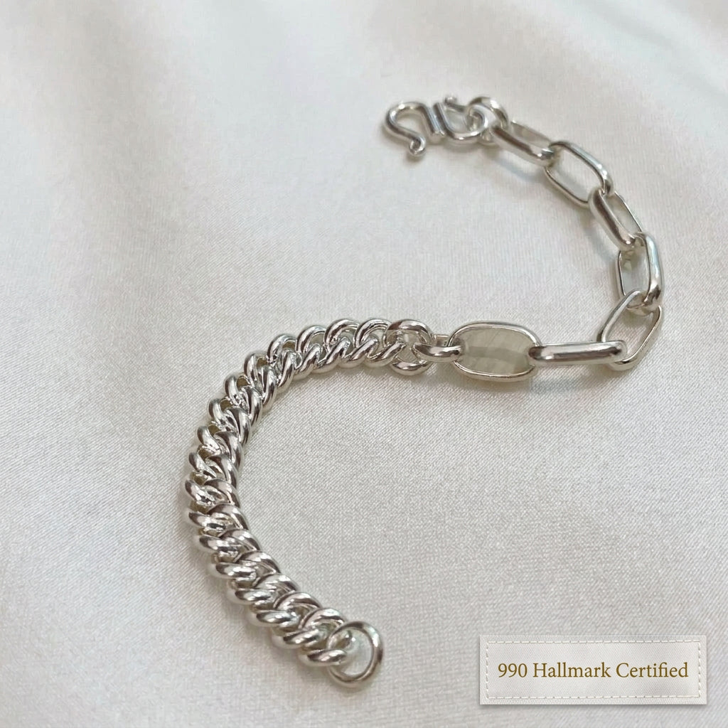 990 Silver Fishbone Link Bracelet | Classic Design