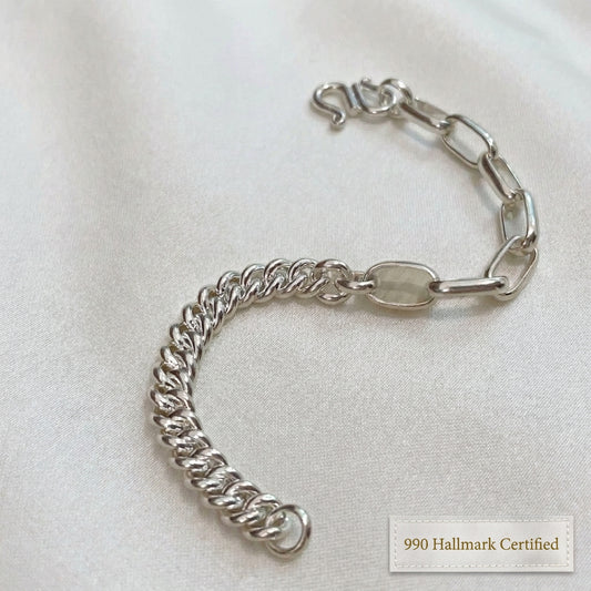 990 Silver Fishbone Link Bracelet | Classic Design