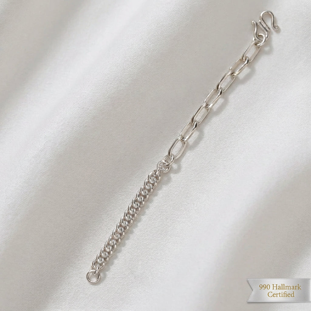 990 Silver Fishbone Link Bracelet | Classic Design