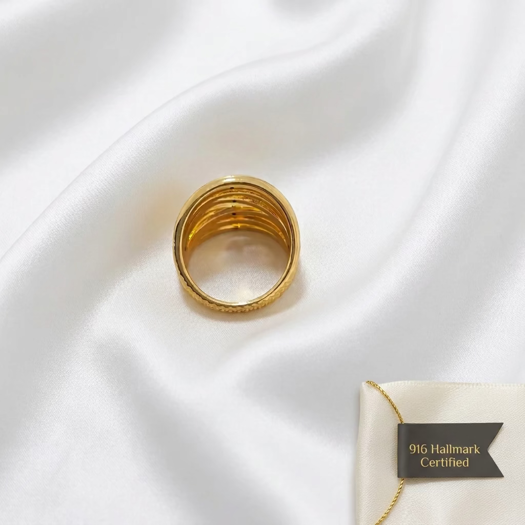 916 Gold Two-Tone Crisscross Ring | Elegant 22K Design