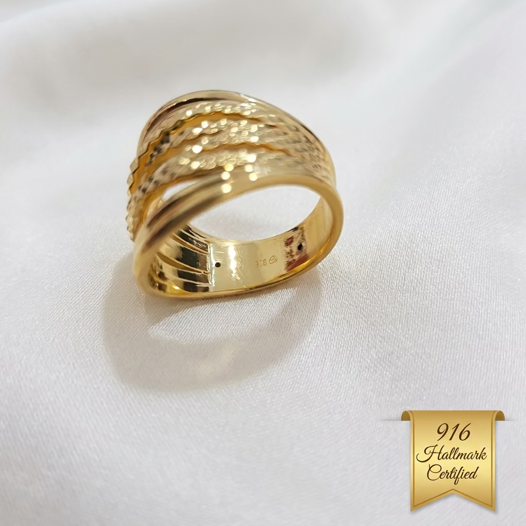916 Gold Crisscross Ring V2 | Elegant 22K Gold Design