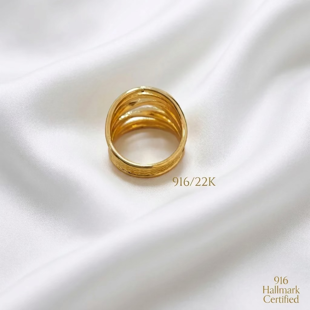 916 Gold Crisscross Ring V2 | Elegant 22K Gold Design