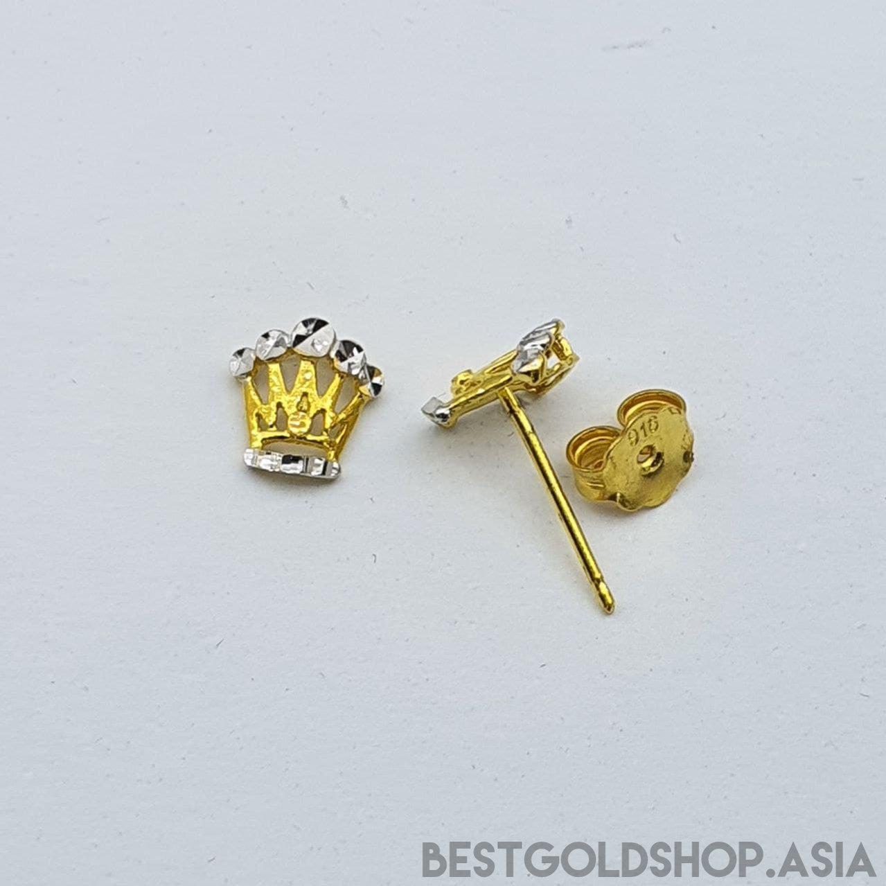 22k / 916 Gold Crown Earring-916 gold-Best Gold Shop