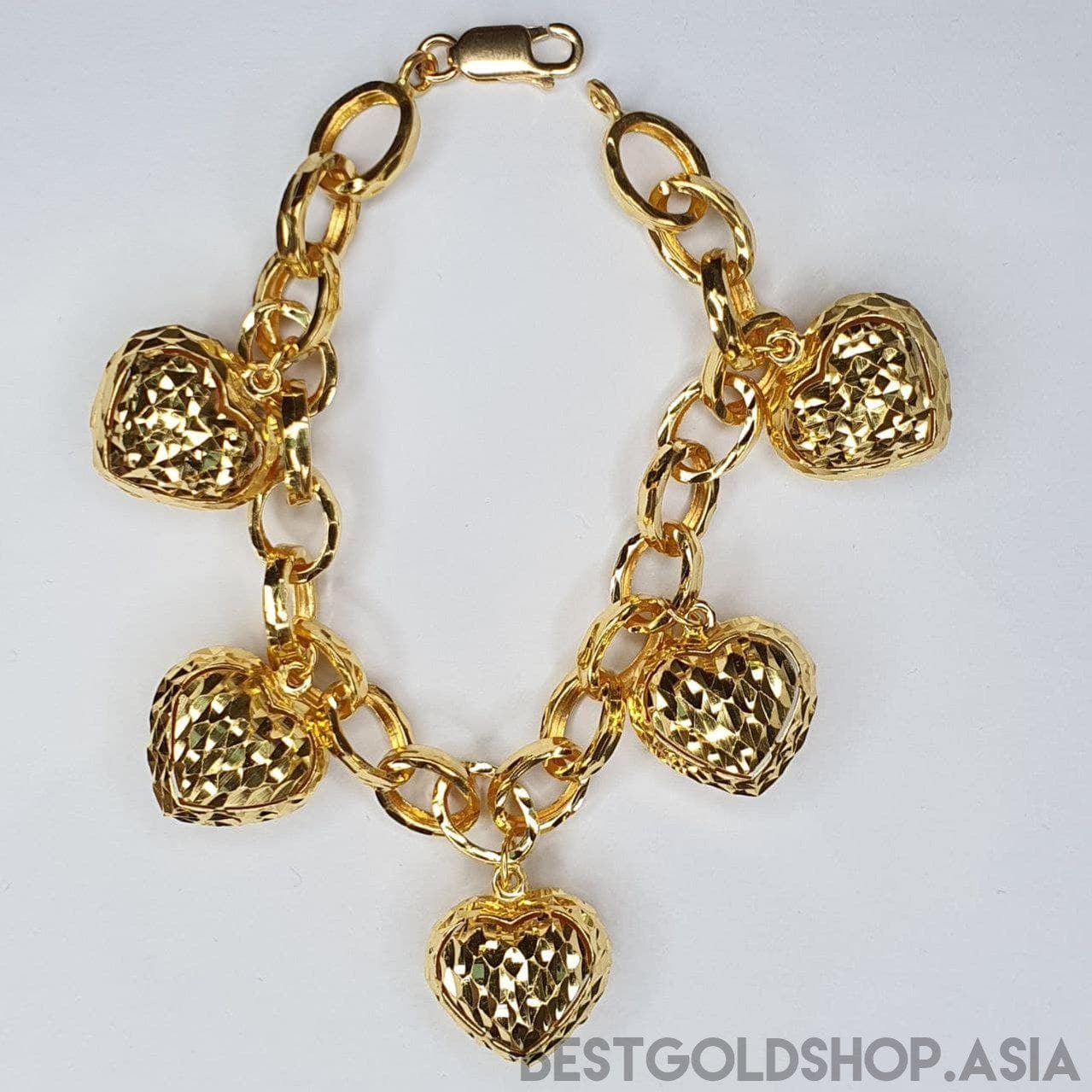 22k / 916 Gold Dangling heart bracelet (big heart) By Best Gold Shop-916 gold-Best Gold Shop