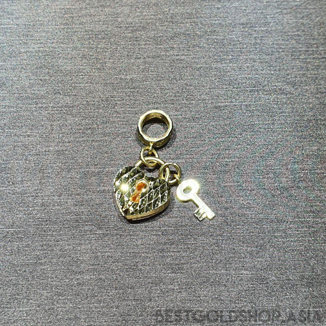22k / 916 Gold Heart Lock and key Charm-916 gold-Best Gold Shop