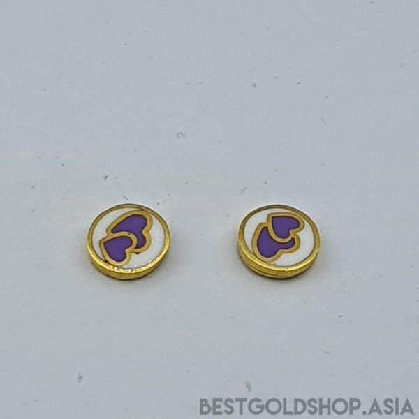 22k / 916 Gold Purple heart earring-Earrings-Best Gold Shop