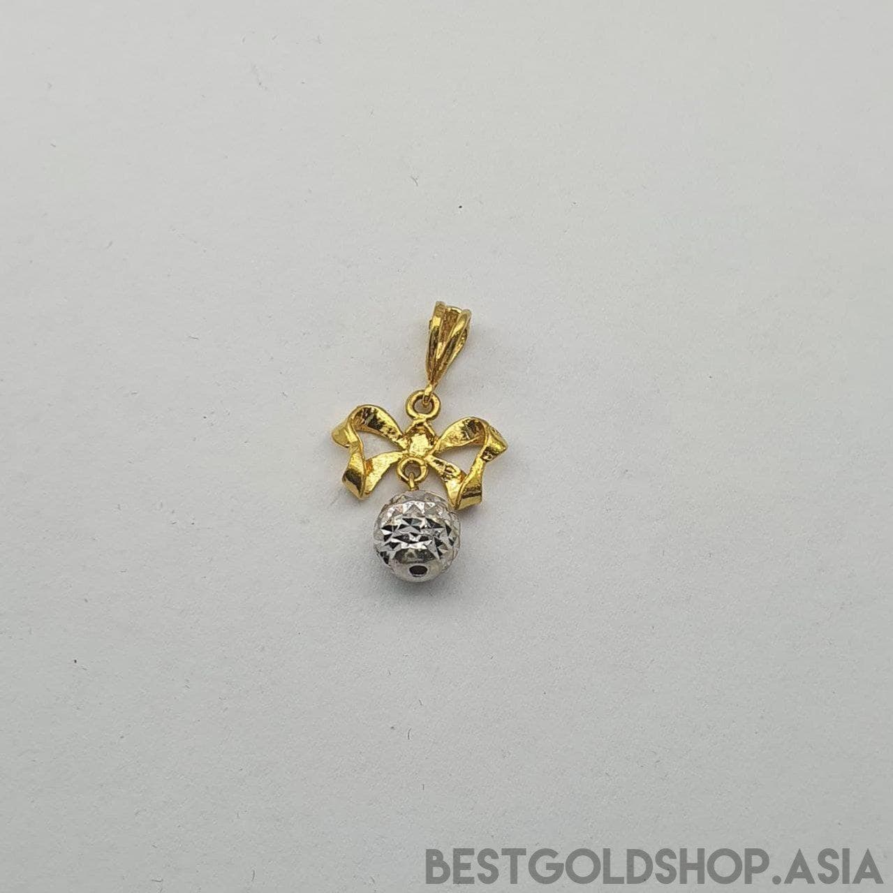 22k / 916 Gold Ribbon with ball pendant 2 tone-916 gold-Best Gold Shop