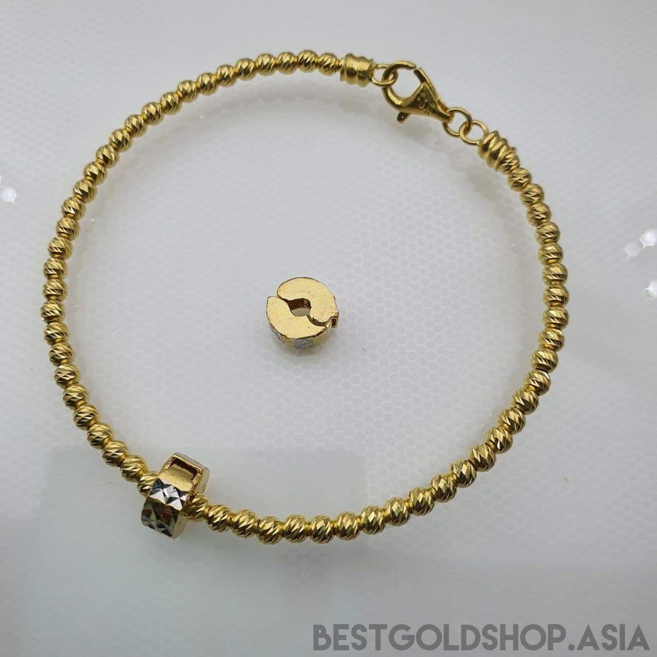 22k / 916 Gold ball charm bangle with stopper-916 gold-Best Gold Shop