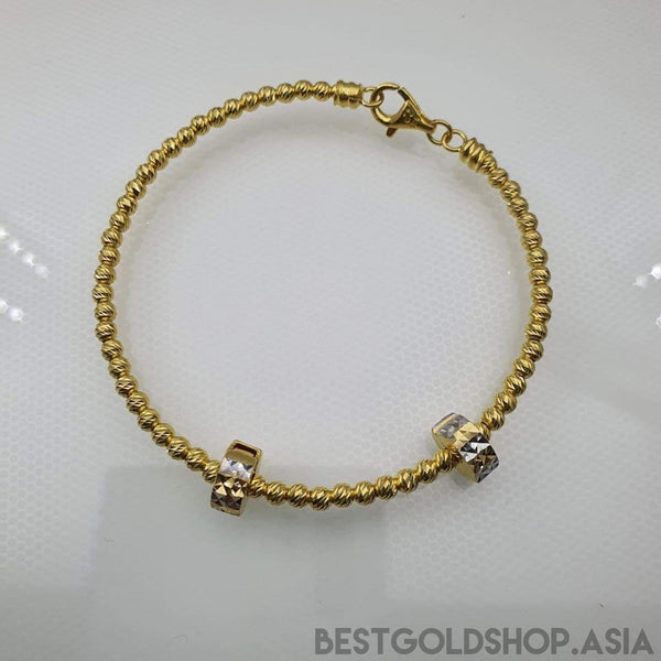 22k / 916 Gold ball charm bangle with stopper-916 gold-Best Gold Shop