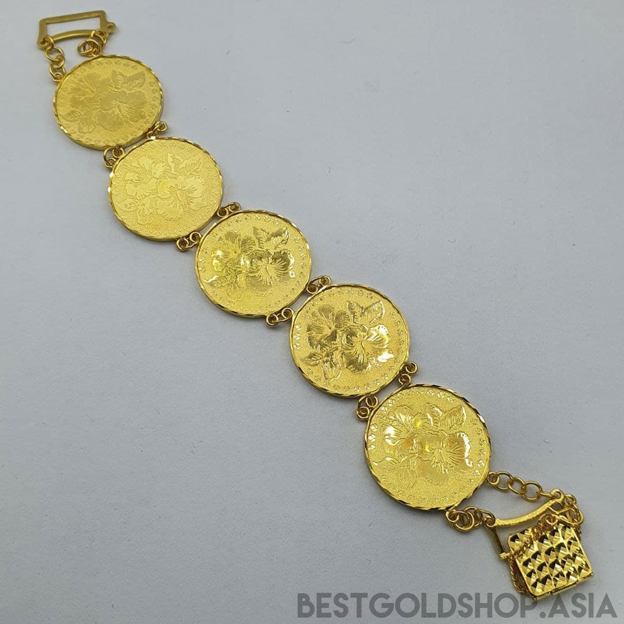 22k / 916 Gold hibiscus coin bracelet-916 gold-Best Gold Shop