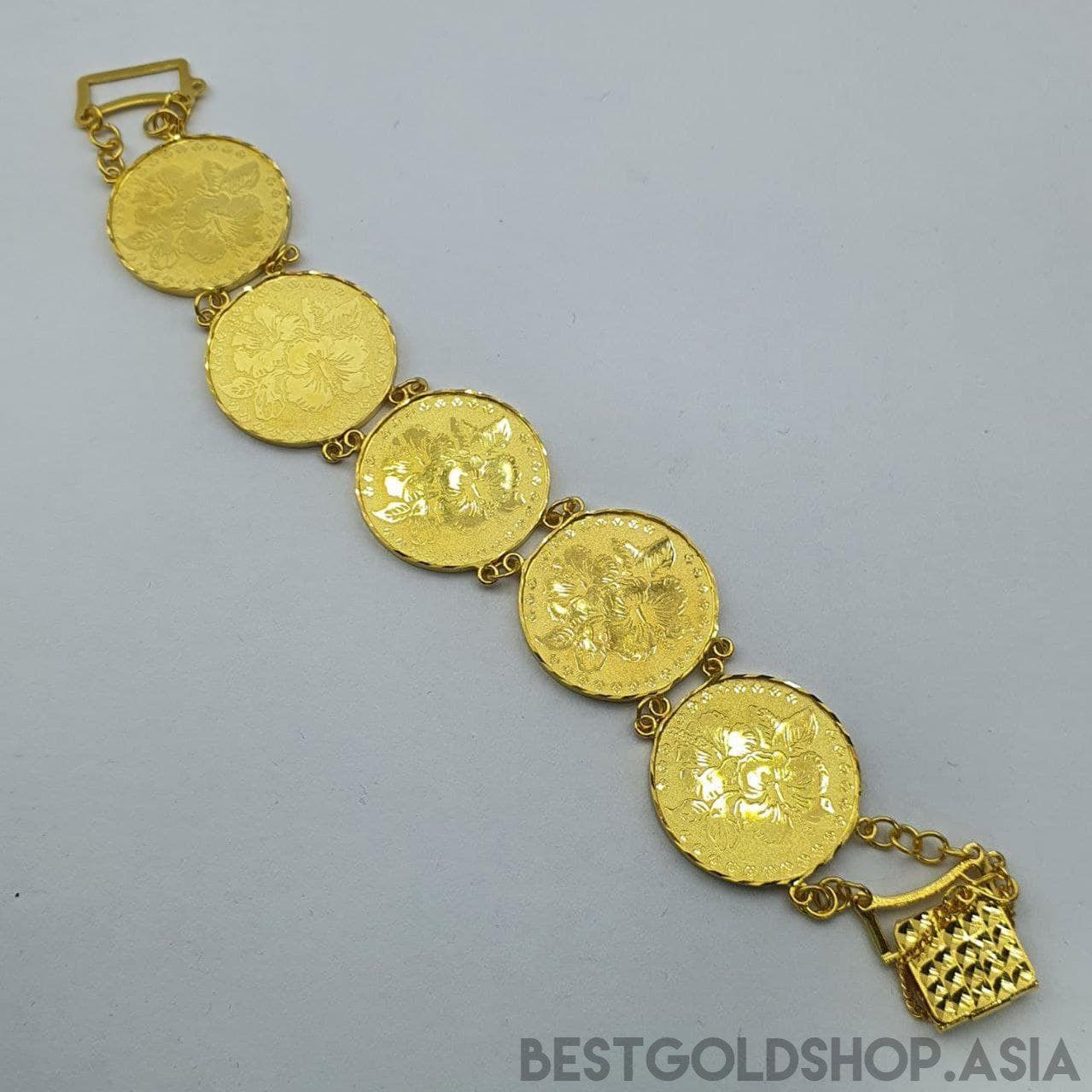 22k / 916 Gold hibiscus coin bracelet-916 gold-Best Gold Shop