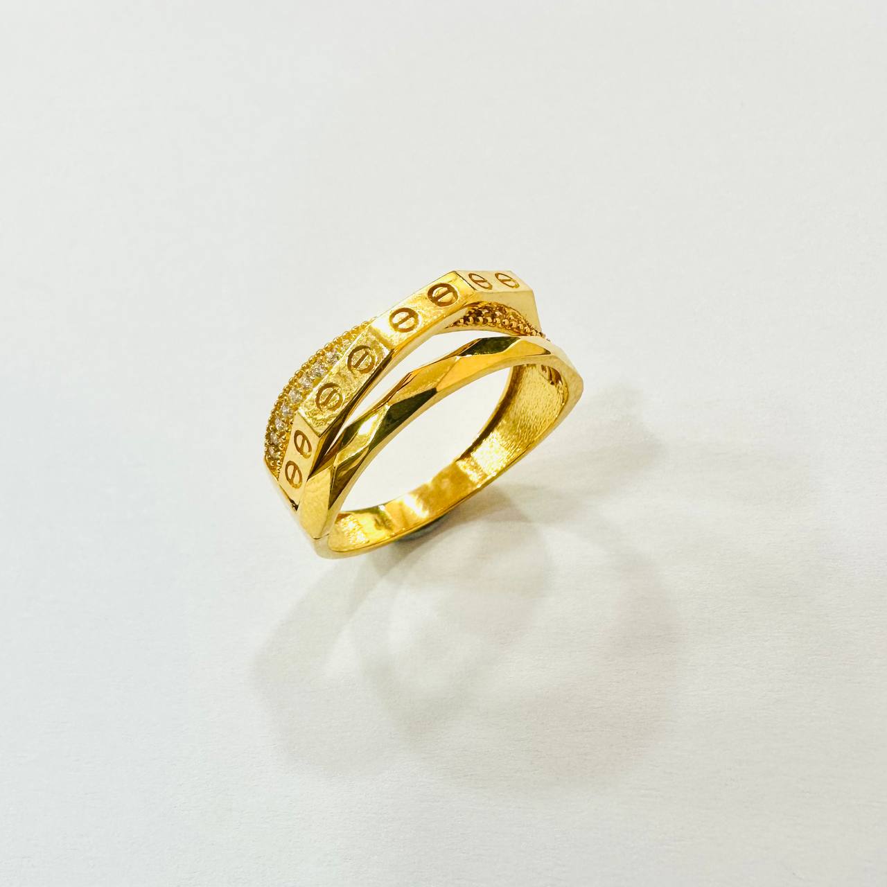 22k / 916 Gold C design Crystal Ring-916 gold-Best Gold Shop