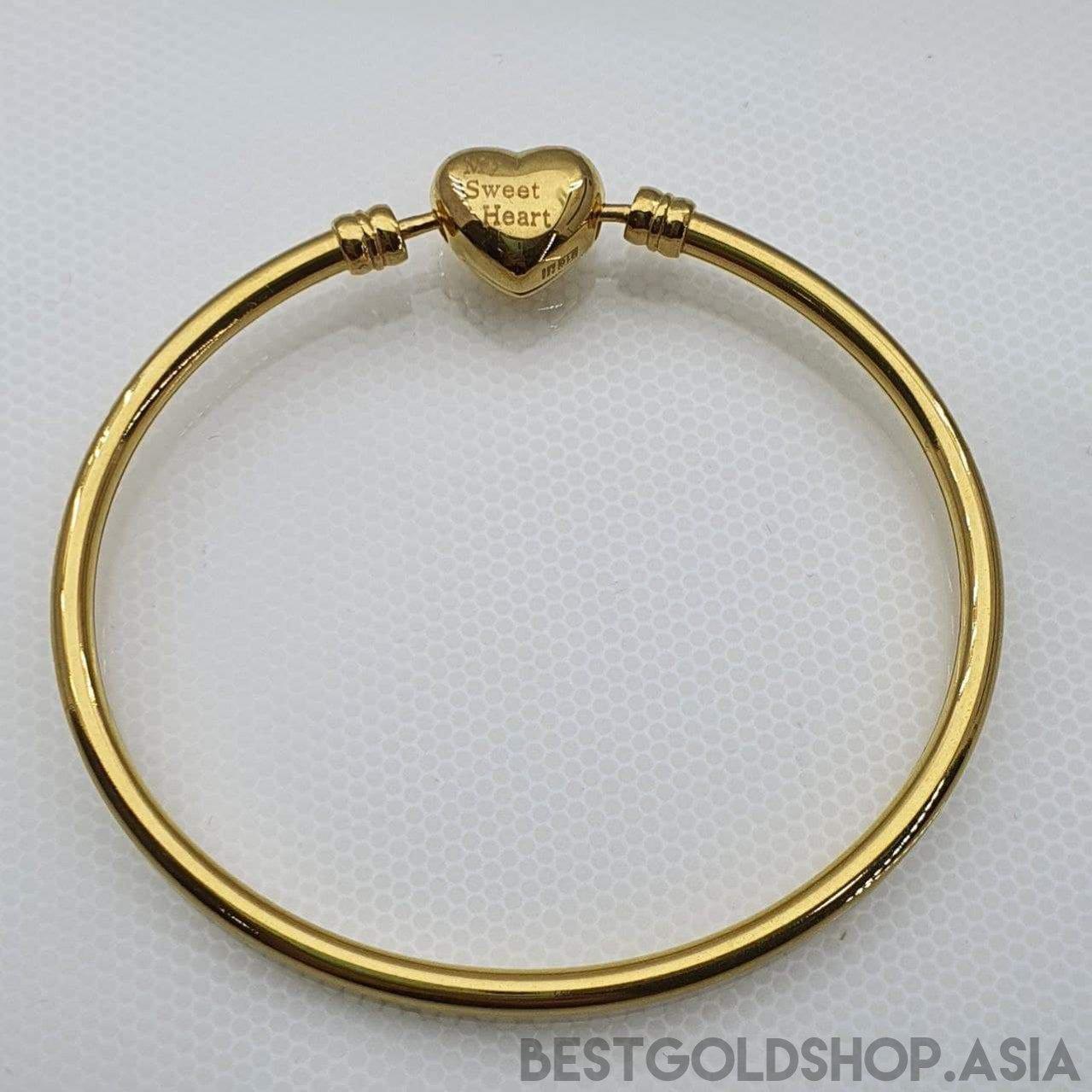 22k / 916 Gold Charm Bangle (Heart Lock) By Best Gold Shop V2-bangle-Best Gold Shop