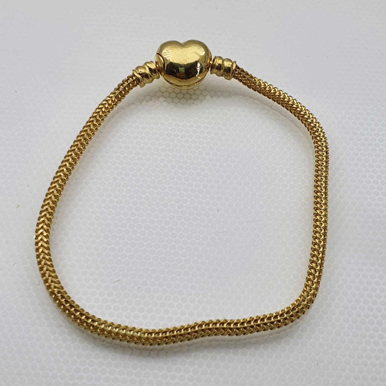 22k / 916 Gold Charm bracelet with shiny heart lock V2-916 gold-Best Gold Shop