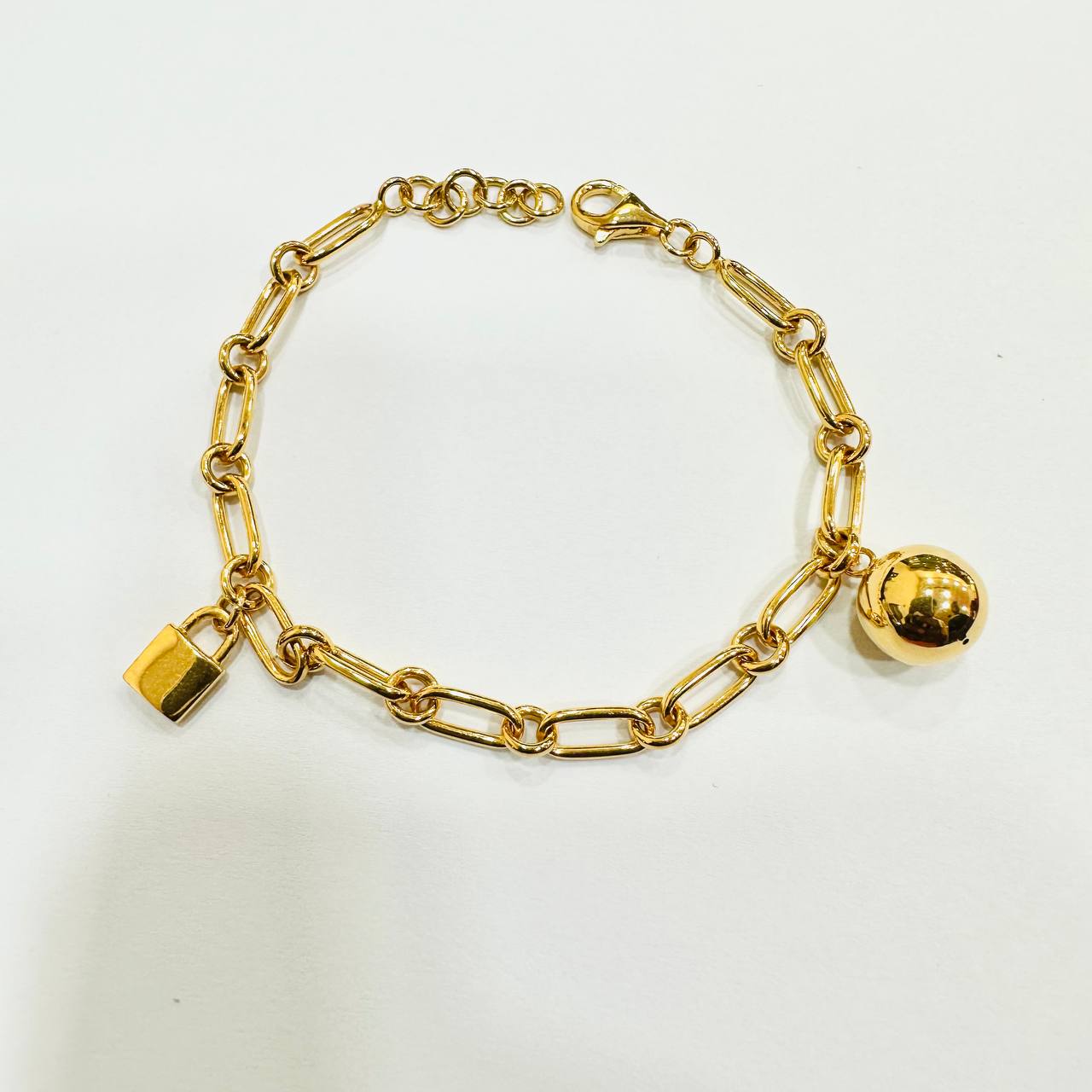 22k / 916 Gold Clip design with Ball and Lock bracelet-916 gold-Best Gold Shop
