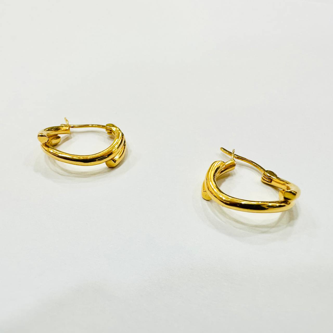 22k / 916 Gold Clip Earring Mix Design high polish-916 gold-Best Gold Shop