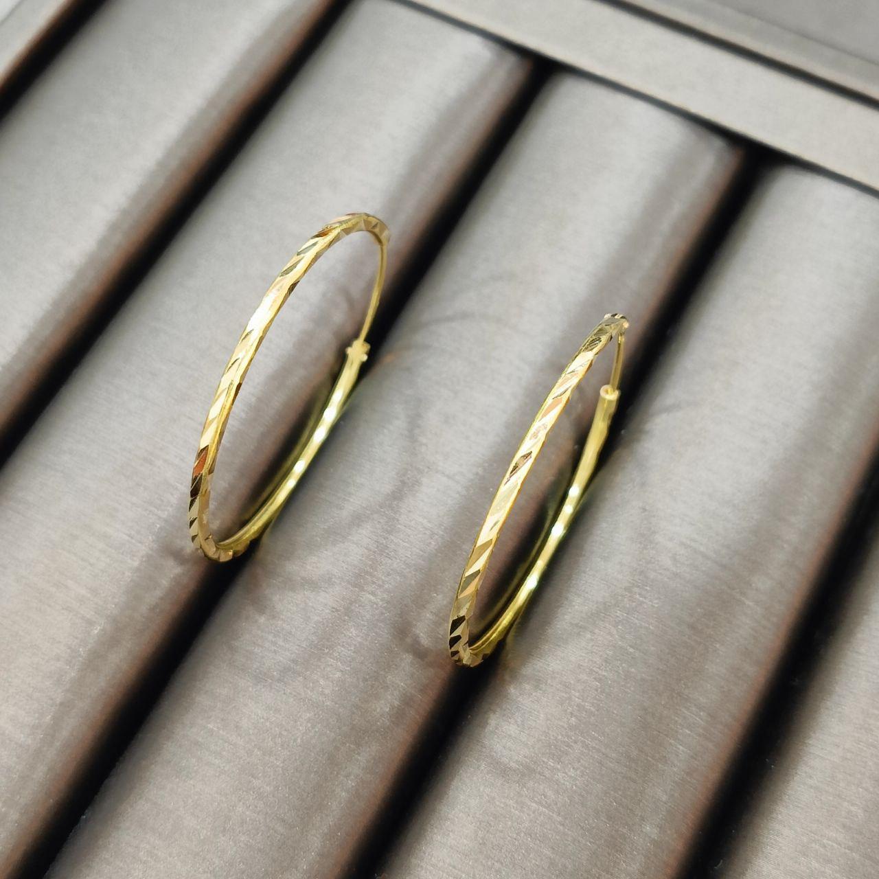 22k / 916 gold Cutting Loop Earring V2-916 gold-Best Gold Shop