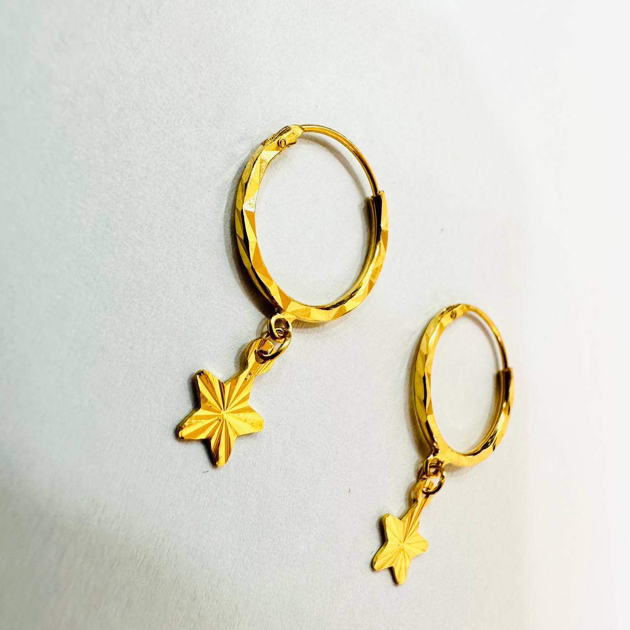 22k / 916 Gold Dangling Star Loop Earring-916 gold-Best Gold Shop