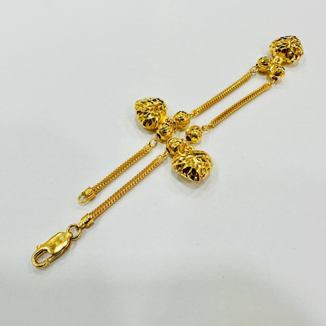22k / 916 Gold Dragon Dangling heart bracelet-916 gold-Best Gold Shop