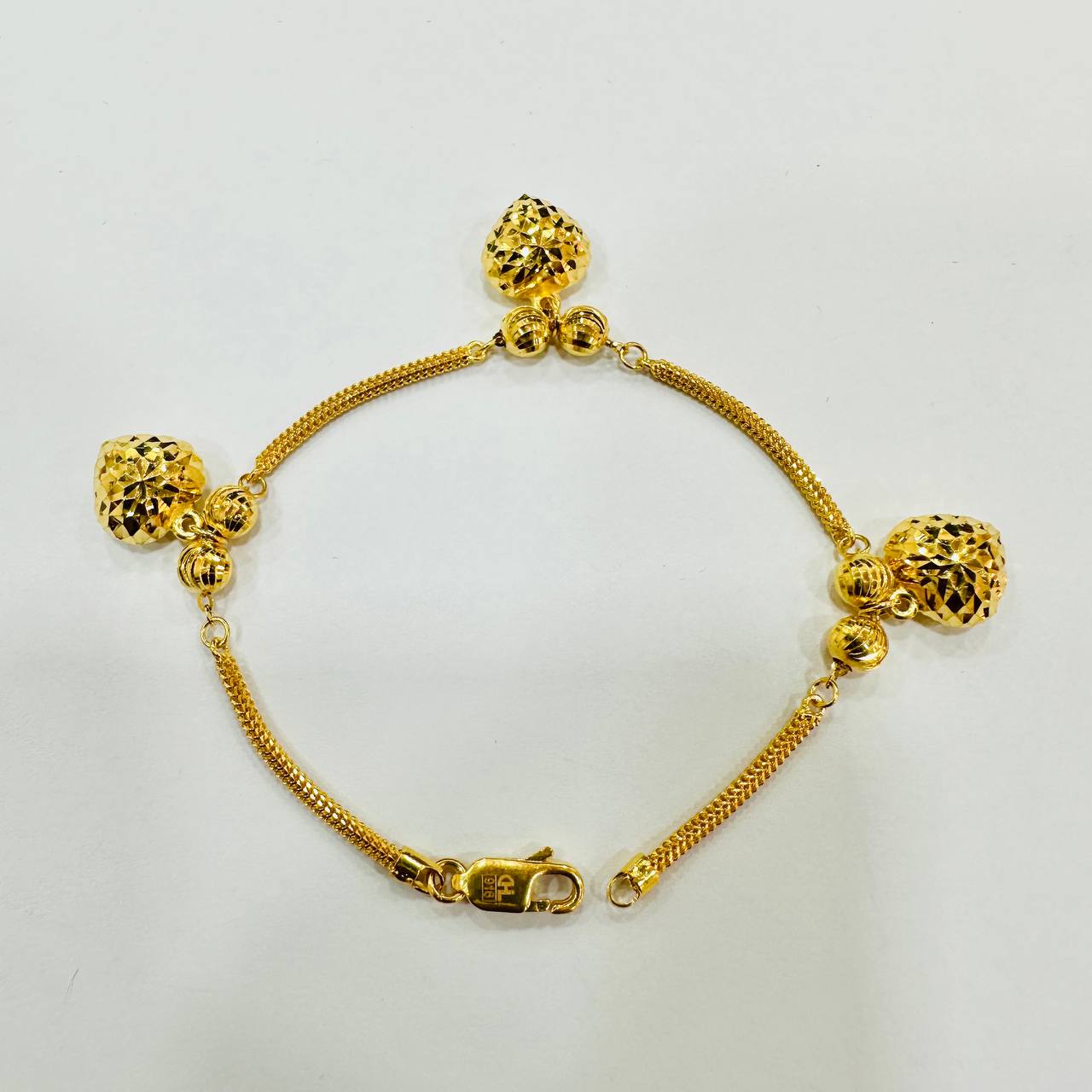 22k / 916 Gold Dragon Dangling heart bracelet-916 gold-Best Gold Shop
