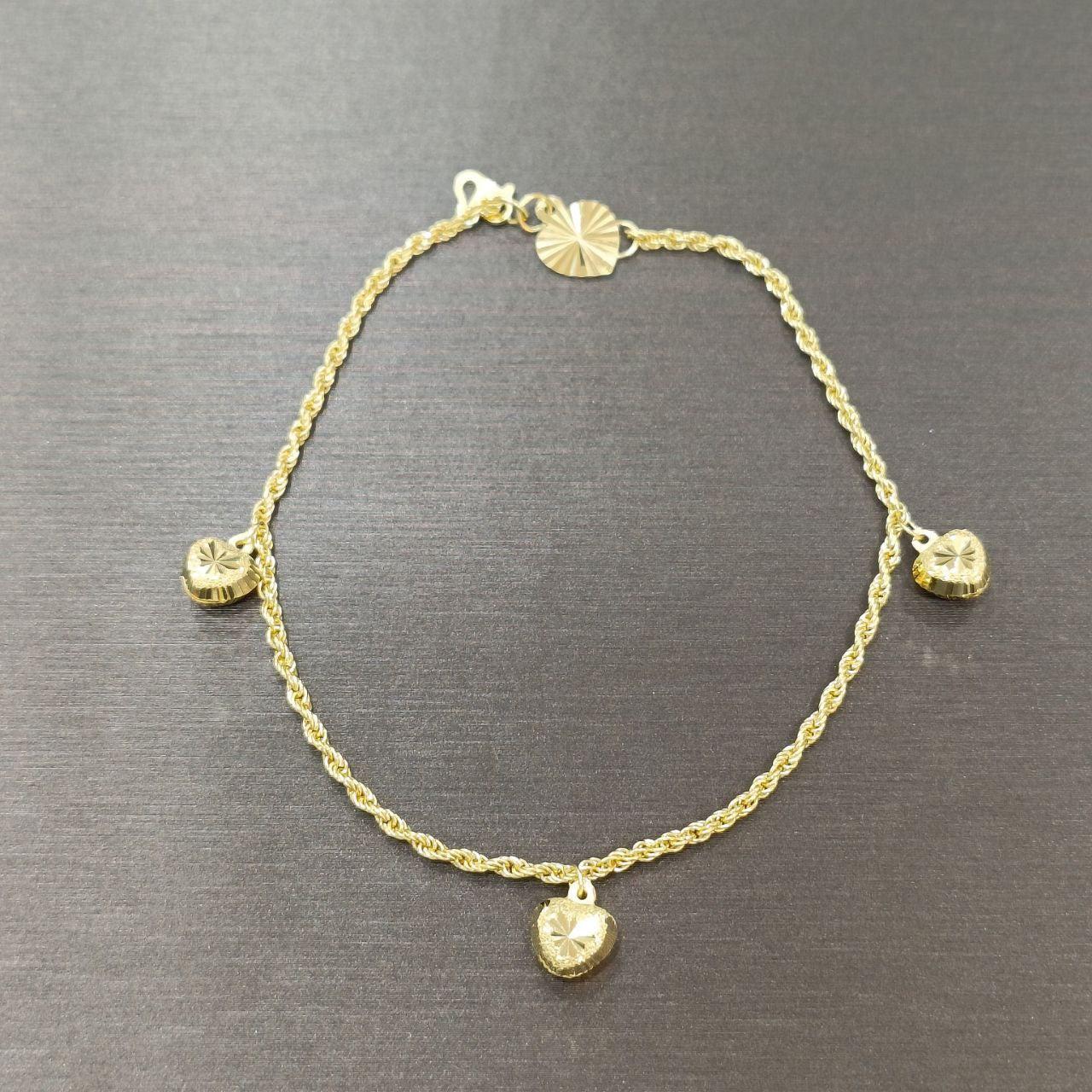 22K / 916 Gold Hollow Rope Dang heart Bracelet-Bracelets-Best Gold Shop