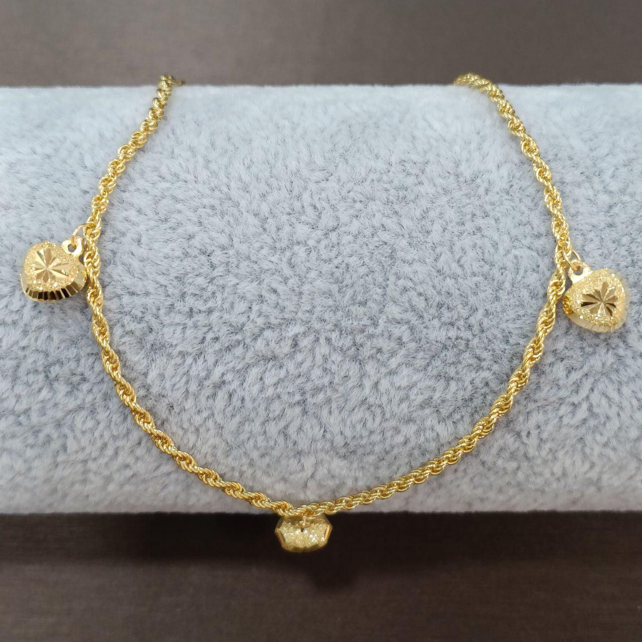 22K / 916 Gold Hollow Rope Dang heart Bracelet-Bracelets-Best Gold Shop