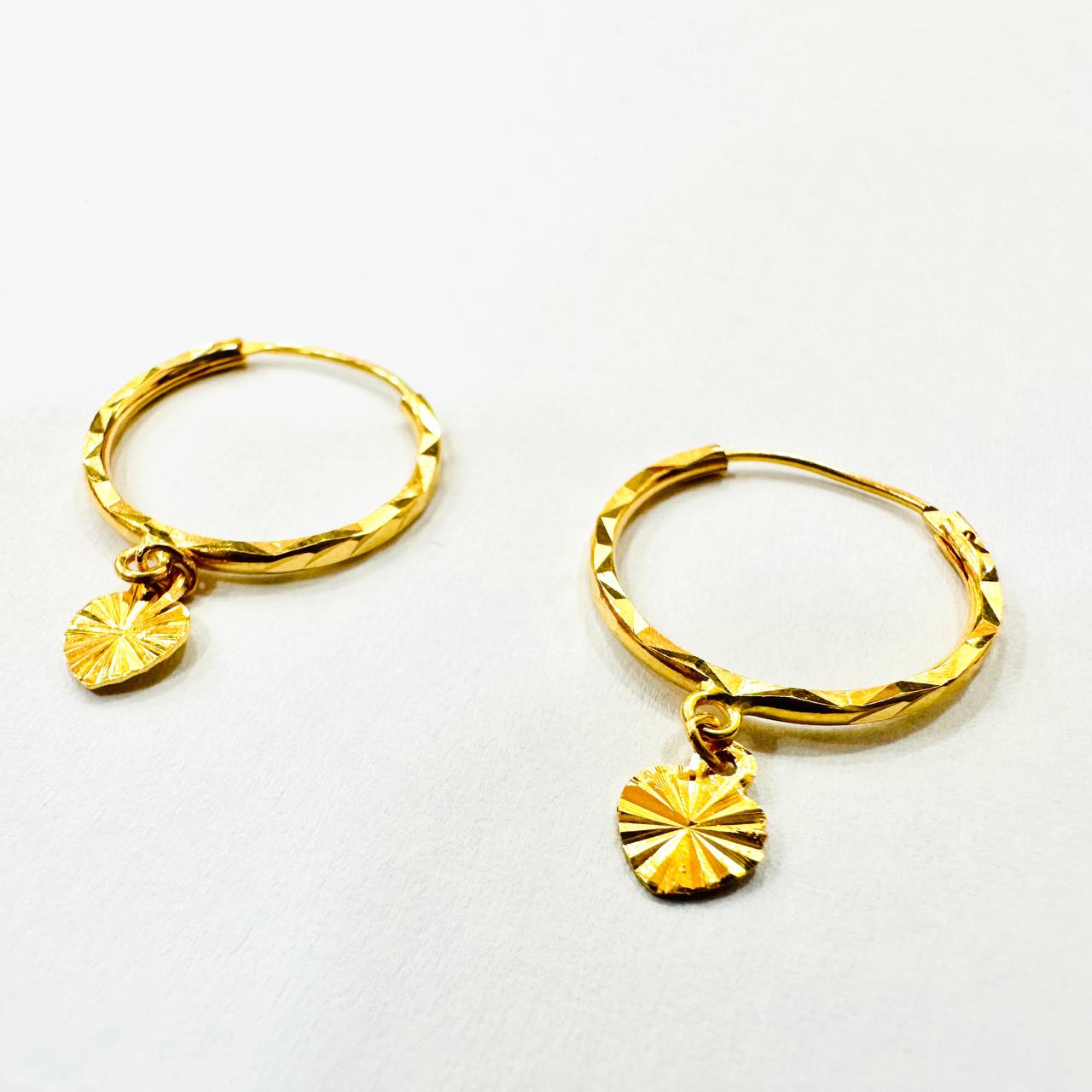 22k / 916 Gold Loop earring with a flat heart-Earrings-Best Gold Shop