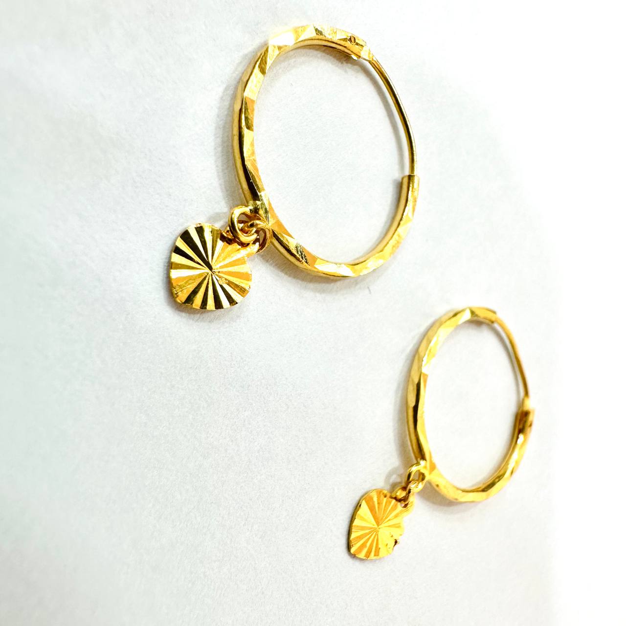 22k / 916 Gold Loop earring with a flat heart-Earrings-Best Gold Shop