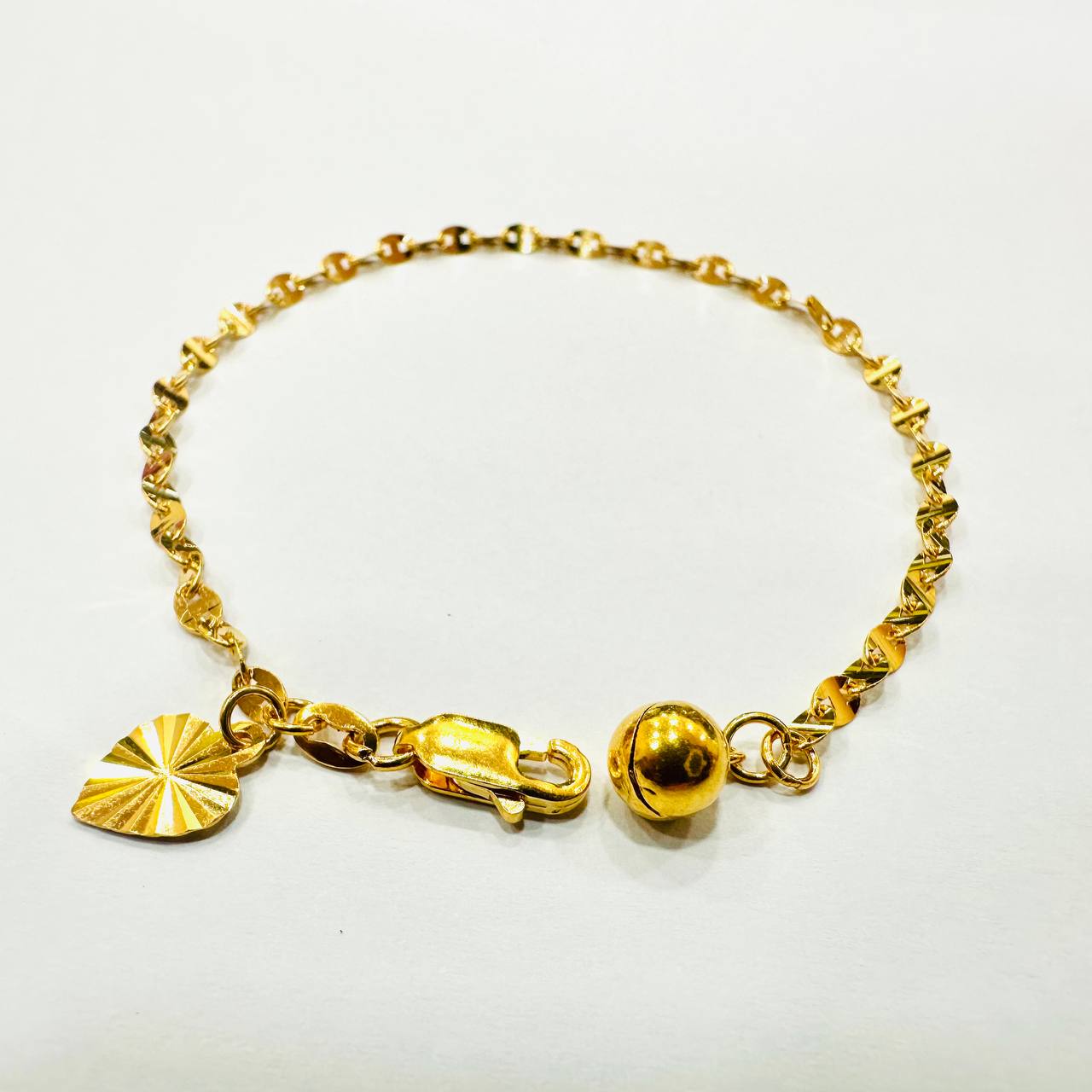 22k / 916 Gold Shiny Ingot Bracelet With bell-Bracelets-Best Gold Shop