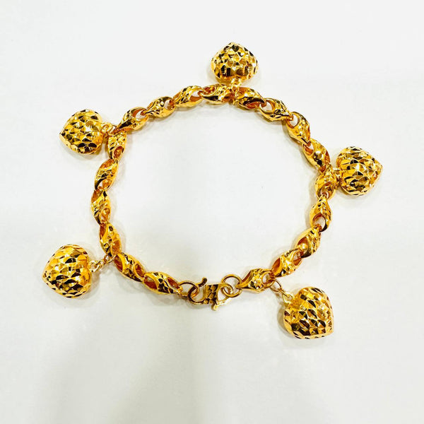 22k / 916 Gold Siput Dangling heart bracelet-Bracelets-Best Gold Shop