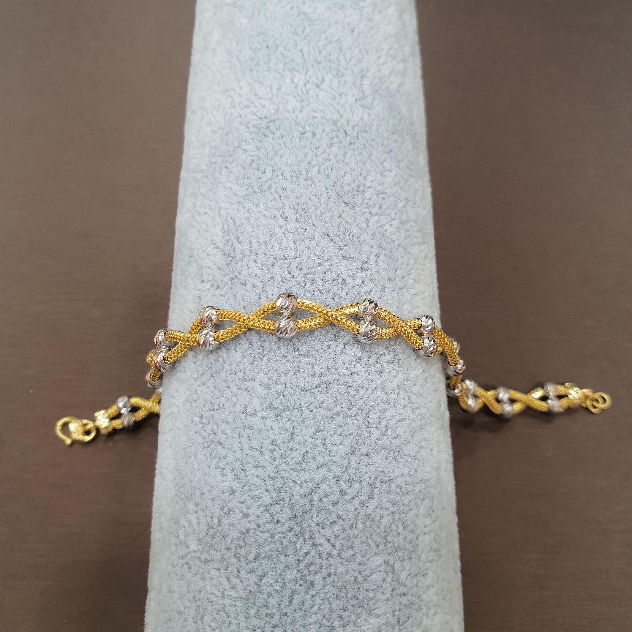 22k / 916 Spiral ball bracelet 2 tone-Bracelets-Best Gold Shop