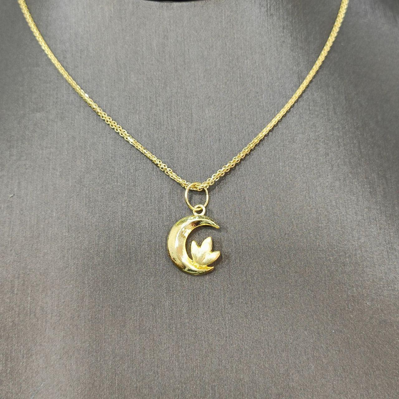 916 / 22k Gold Moon and Flower Pendant-Charms & Pendants-Best Gold Shop