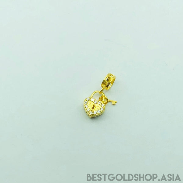 916/22k Gold Heart Lock with crystal-916 gold-Best Gold Shop